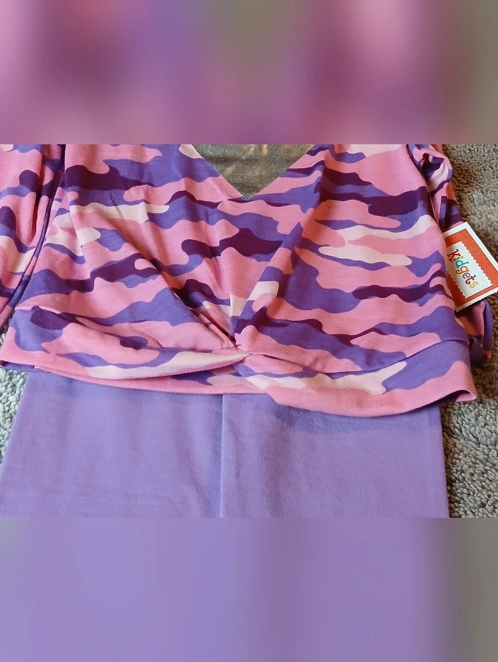 Kidgets Girls NWT Purple Pink Camo Heart Long Sleeve & Leggings Set - Size 24M